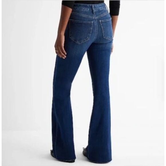 Express Jeans Womens XL 18/20/22 L Blue 70s Flare Mid Rise Flex Hyper Stretch - Picture 2 of 11